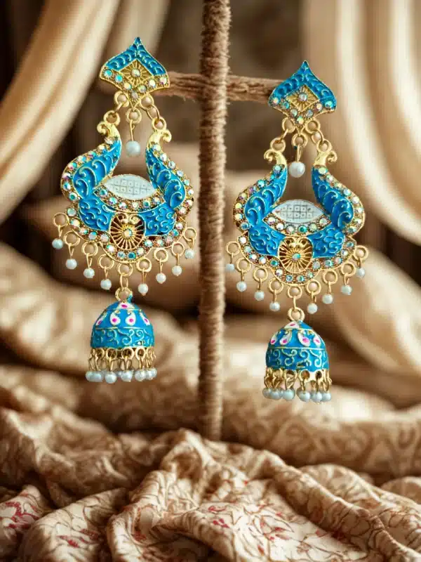Elegant Long Jhumka Earrings with Intricate Detailing for a Bold Statement - Image 3