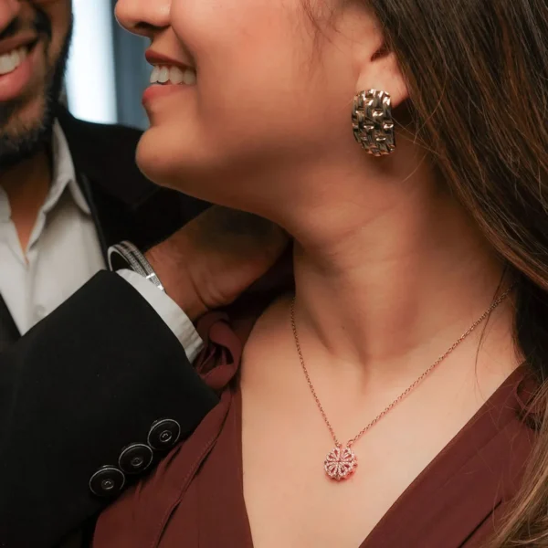 Stylish Rose Gold Plated Four Heart Pendant Gold-plated, Copper Cubic Zirconia Brass, Copper Pendant - Image 2