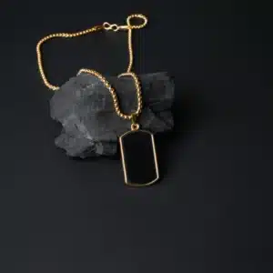 Black Rectangular Pendant Necklace