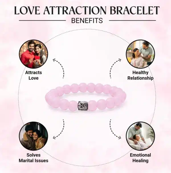 Natural Rose Love Attraction Quartz Crystal Bracelet - Image 2