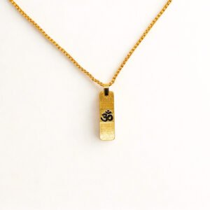 Spiritual Om Gold-Plated Pendant Necklace – Rectangular Designer Chain Pendant