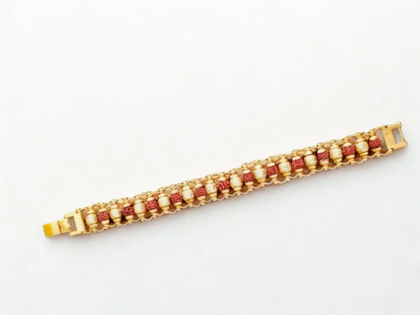 Elegant Rudraksha & Gold Beds with Gold Plated Bracelet